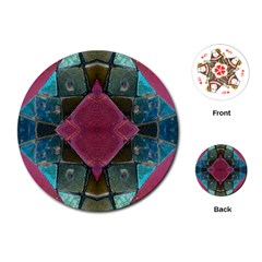 Pink Turquoise Stone Abstract Playing Cards (round)  by BrightVibesDesign