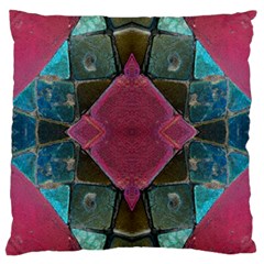 Pink Turquoise Stone Abstract Large Cushion Case (one Side) by BrightVibesDesign