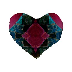 Pink Turquoise Stone Abstract Standard 16  Premium Heart Shape Cushions by BrightVibesDesign