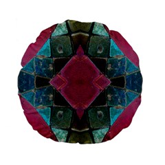 Pink Turquoise Stone Abstract Standard 15  Premium Flano Round Cushions