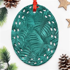 Tropical Hawaiian Pattern Oval Filigree Ornament (2-side)  by dflcprints