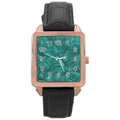 Tropical Hawaiian Pattern Rose Gold Leather Watch  by dflcprints