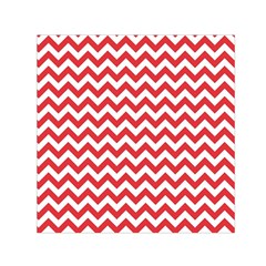 Poppy Red & White Zigzag Pattern Small Satin Scarf (square)