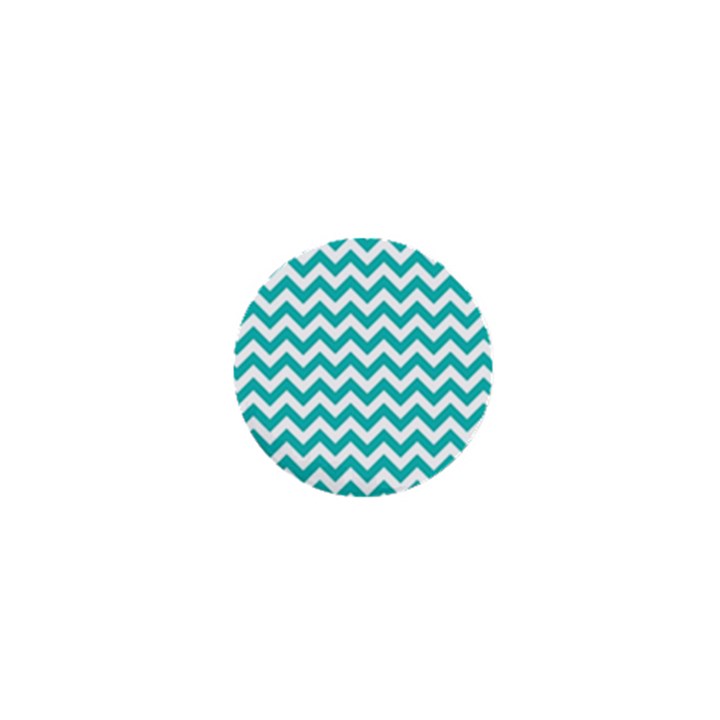 Turquoise & White ZigZag pattern 1  Mini Magnet