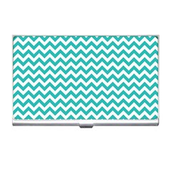 Turquoise & White Zigzag Pattern Business Card Holder