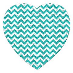 Turquoise & White Zigzag Pattern Jigsaw Puzzle (heart)