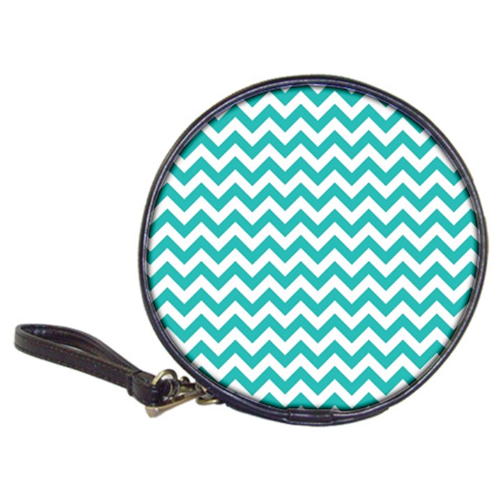 Turquoise & White ZigZag pattern Classic 20-CD Wallet