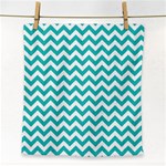 Turquoise & White ZigZag pattern Face Towel Front