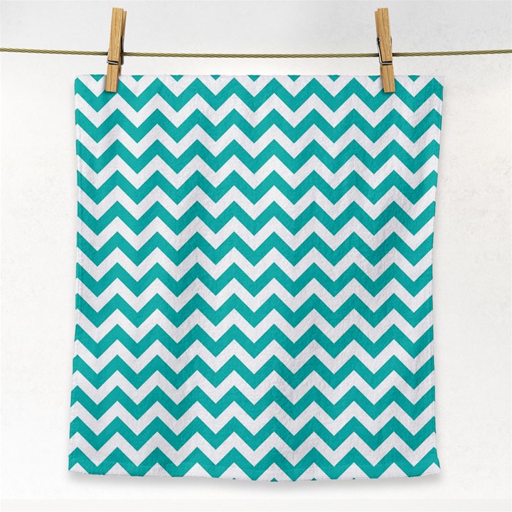 Turquoise & White ZigZag pattern Face Towel