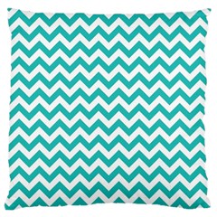 Turquoise & White Zigzag Pattern Standard Flano Cushion Case (one Side) by Zandiepants