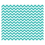 Turquoise & White ZigZag pattern Double Sided Flano Blanket (Small) 50 x40  Blanket Front