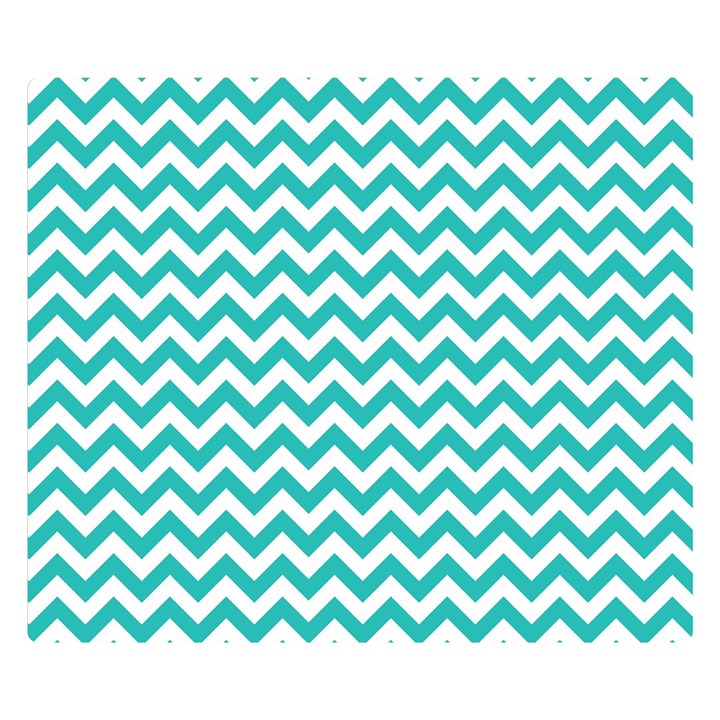 Turquoise & White ZigZag pattern Double Sided Flano Blanket (Small)