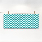 Turquoise & White ZigZag pattern Hand Towel Front