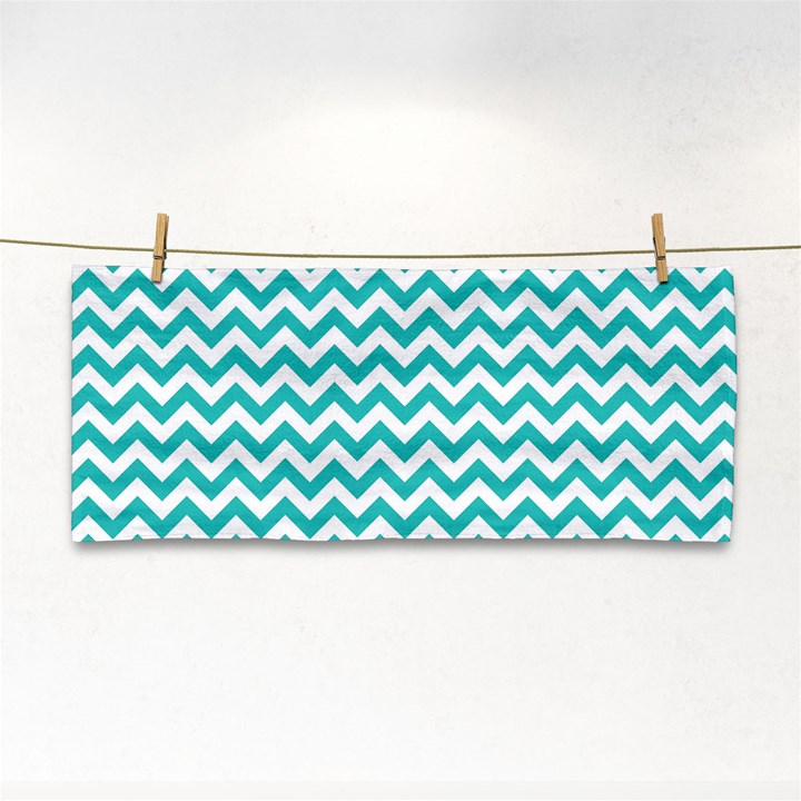 Turquoise & White ZigZag pattern Hand Towel