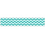 Turquoise & White ZigZag pattern Flano Scarf (Large) Front