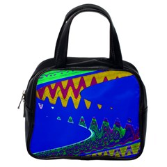 Colorful Wave Blue Abstract Classic Handbags (one Side) by BrightVibesDesign