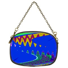 Colorful Wave Blue Abstract Chain Purses (one Side)  by BrightVibesDesign