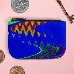 Colorful Wave Blue Abstract Mini Coin Purses by BrightVibesDesign