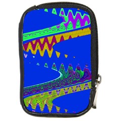 Colorful Wave Blue Abstract Compact Camera Cases by BrightVibesDesign