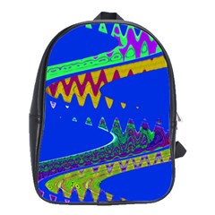 Colorful Wave Blue Abstract School Bags(large)  by BrightVibesDesign