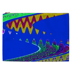 Colorful Wave Blue Abstract Cosmetic Bag (xxl)  by BrightVibesDesign