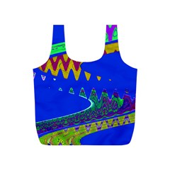 Colorful Wave Blue Abstract Full Print Recycle Bags (s) 