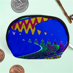 Colorful Wave Blue Abstract Accessory Pouches (medium)  by BrightVibesDesign