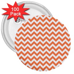 Tangerine Orange & White Zigzag Pattern 3  Button (100 Pack) by Zandiepants