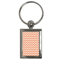 Tangerine Orange & White Zigzag Pattern Key Chain (rectangle) by Zandiepants