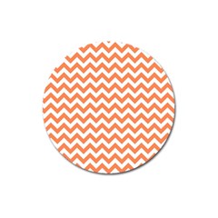 Tangerine Orange & White Zigzag Pattern Magnet 3  (round) by Zandiepants