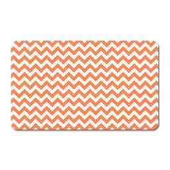 Tangerine Orange & White Zigzag Pattern Magnet (rectangular) by Zandiepants