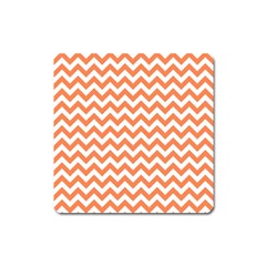 Tangerine Orange & White Zigzag Pattern Magnet (square) by Zandiepants