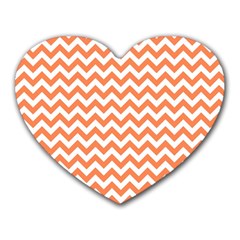 Tangerine Orange & White Zigzag Pattern Heart Mousepad by Zandiepants