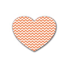 Tangerine Orange & White Zigzag Pattern Heart Coaster (4 Pack) by Zandiepants