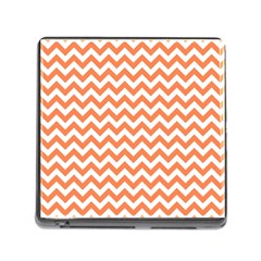 Tangerine Orange & White Zigzag Pattern Memory Card Reader (square) by Zandiepants