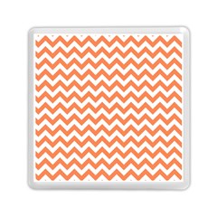 Tangerine Orange & White Zigzag Pattern Memory Card Reader (square) by Zandiepants