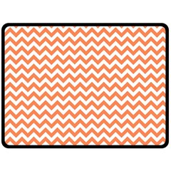 Tangerine Orange & White Zigzag Pattern Fleece Blanket (large) by Zandiepants