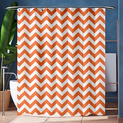 Tangerine Orange & White Zigzag Pattern Shower Curtain 60  X 72  (medium)