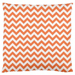 Tangerine Orange & White Zigzag Pattern Large Cushion Case (one Side) by Zandiepants