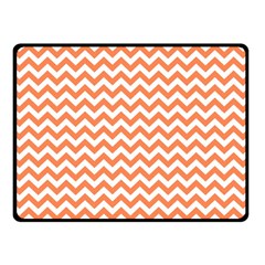 Tangerine Orange & White Zigzag Pattern Double Sided Fleece Blanket (small)