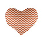 Tangerine Orange & White ZigZag pattern Standard 16  Premium Flano Heart Shape Cushion  Back