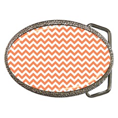 Tangerine Orange & White Zigzag Pattern Belt Buckle by Zandiepants