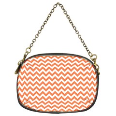 Tangerine Orange & White Zigzag Pattern Chain Purse (two Sides) by Zandiepants