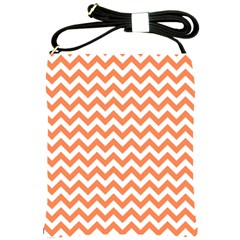 Tangerine Orange & White Zigzag Pattern Shoulder Sling Bag by Zandiepants