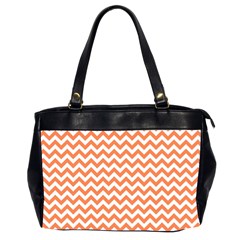 Tangerine Orange & White Zigzag Pattern Oversize Office Handbag (2 Sides) by Zandiepants