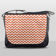 Tangerine Orange & White Zigzag Pattern Messenger Bag by Zandiepants