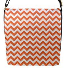 Tangerine Orange & White Zigzag Pattern Flap Closure Messenger Bag (s) by Zandiepants