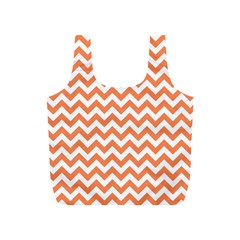 Tangerine Orange & White Zigzag Pattern Full Print Recycle Bag (s) by Zandiepants