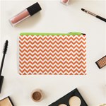 Tangerine Orange & White ZigZag pattern Cosmetic Bag (XS) Back