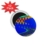 Colorful Wave Blue Abstract 1.75  Magnets (10 pack)  Front